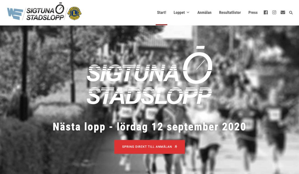 Webbdesign Wordpress Stockholm för Sigtuna Stadslopp